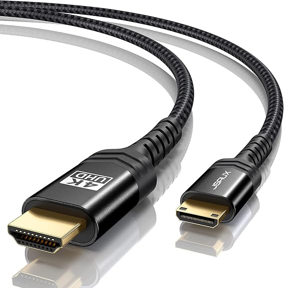 JSAUX Mini HDMI to HDMI Cable 3FT, [Aluminum Shell, Braided] High Speed 4K 60Hz HDMI 2.0 Cord, Compatible with Camera, Camcorder, Tablet and Graphics,Black