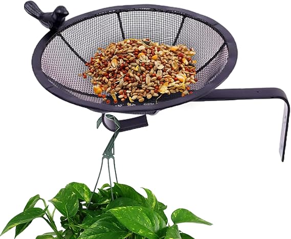 Bird Feeder - Outdoor Small Bird Feeder Tray | Wall-Mounted Heavy Duty Metal Mesh for Sparrows Robins Finches Canary Budgies Dining