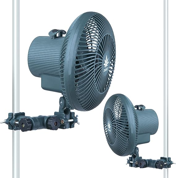 Grow Tent Fan,6 inch Copper Wire Motor Small Clip on Oscillating Fan for Grow Tents Pole Mount with 2-Speed Control 25W 120V (2 PACK)