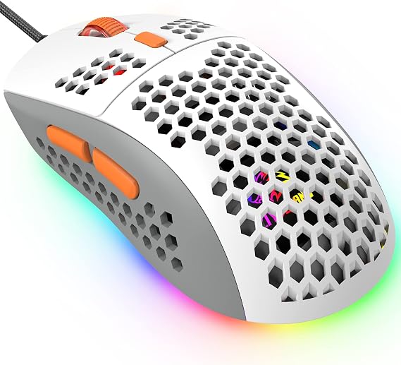 383 PRO M8 Ultralight Wired Gaming Mouse, Lightweight Honeycomb Shell, 6 RGB Breathing Backlit Mice, 6 Adjustable DPI 6400, USB Optical Model Aerox Mice for Win10/XP/Xbox/PS4/PS5/Mac/HP/Acer