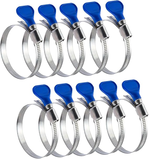 POWERTEC 70262 Stainless Steel Hose Clamp - 2-1/2 Inch, Adjustable, 10 Pack for Dust Collector, Dryer Vent & Pipe