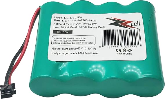 ZZcell Battery Replacement for DSC WTK5504 Wireless keypad WS4920HE Wireless Repeater 4PH-H-AA2100-S-D22,17000153, WKA5504, DSC-BATT2148V Alarm System 4.8V 2100mAh