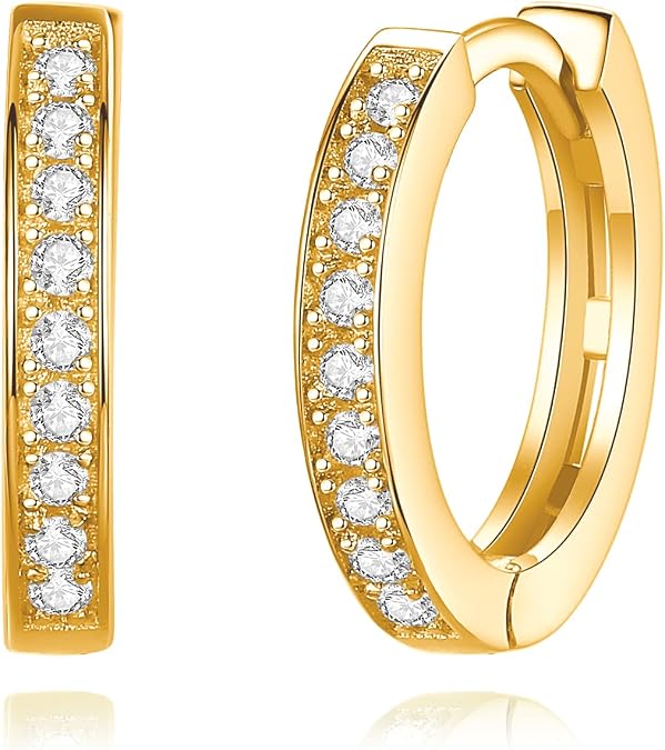 925 Sterling Silver Cubic Zirconia Huggie Hoop Earrings