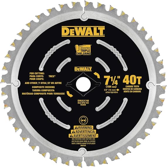 DEWALT Circular Saw Blade, 7 1/4 Inch, 40 Tooth, Composite Decking (DWA31740)