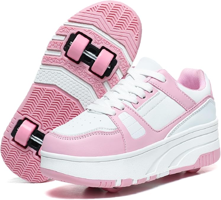 HHSTS Roller Skate Shoes for Kids Boys Girls Upgraded Fashion Sneakers with Detachable 4-Wheels for Kid Sport Shoes Christmas Birthday Gifts