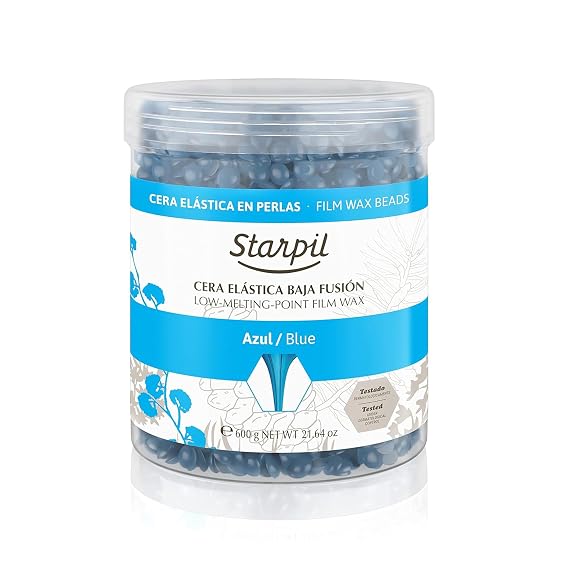 Starpil 600g / 1.3 lb Blue Hard Polymer Blend Low Temperature Wax for Painless Stripless Hair Removal - Face, Bikini, Brazilian, Legs, Underarm, Back and Chest