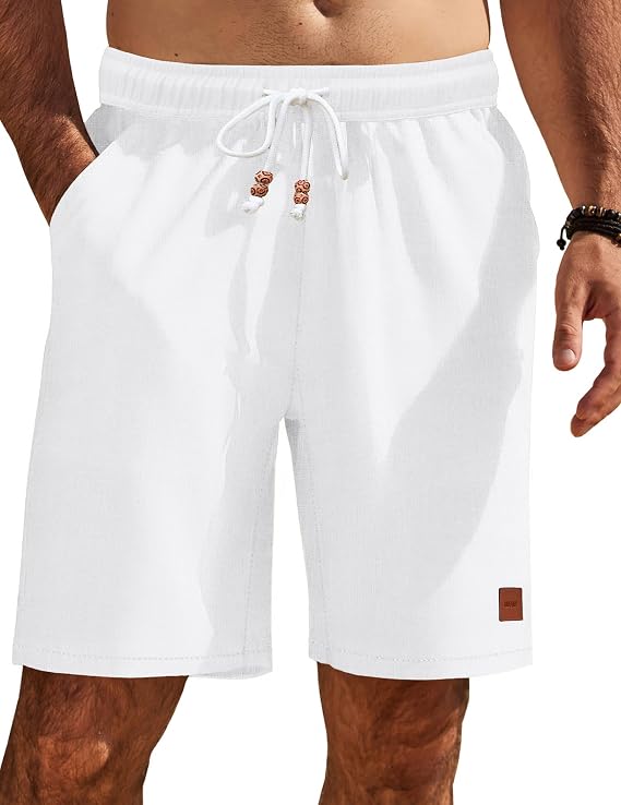COOFANDY Mens Summer Beach Shorts Casual Vacation Shorts Drawstring Shorts | Elastic Waist, Lightweight Stretch Short, 9 Inch Inseam, Slim Fit, Holiday Vacation Shorts, Flat Front Short, Hawaiian Style