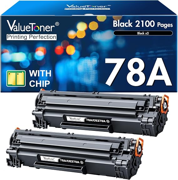Valuetoner Compatible Toner Cartridge Replacement for HP 78A Black Toner Cartridge CE278A for Pro M1536dnf, P1606, P1606dn, P1566, P1560, M1536 MFP Printer (Black, 2 Pack)