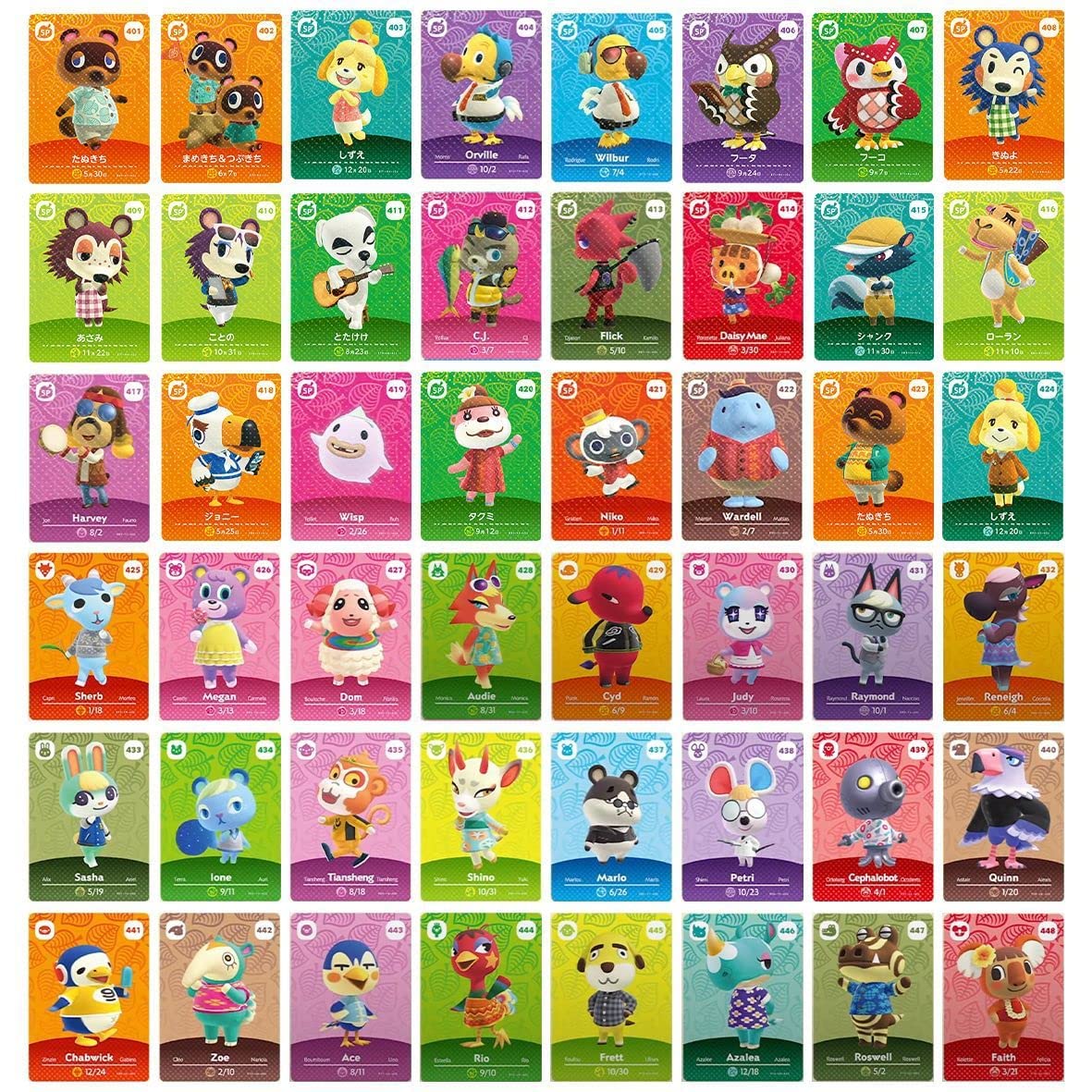 48pcs NFC Cards for ACNH Compatible with Cards Series 5 for SwitchLite Wii U（Mini Cards