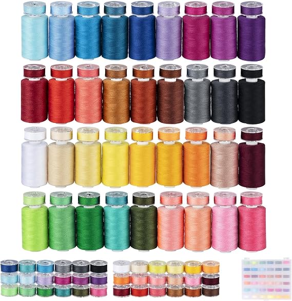 ilauke 72pcs Sewing Thread Bobbins Kit, 36 Color 500 Yard Thread for Sewing