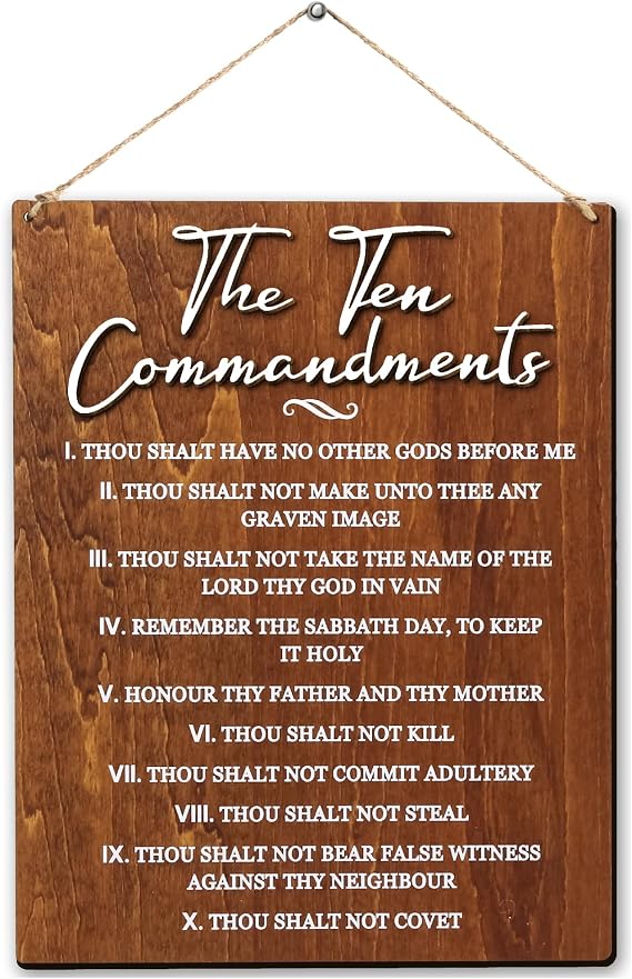 Woodamore Ten Commandments Wall Decor, Wood Bible Verse Plaque for Home