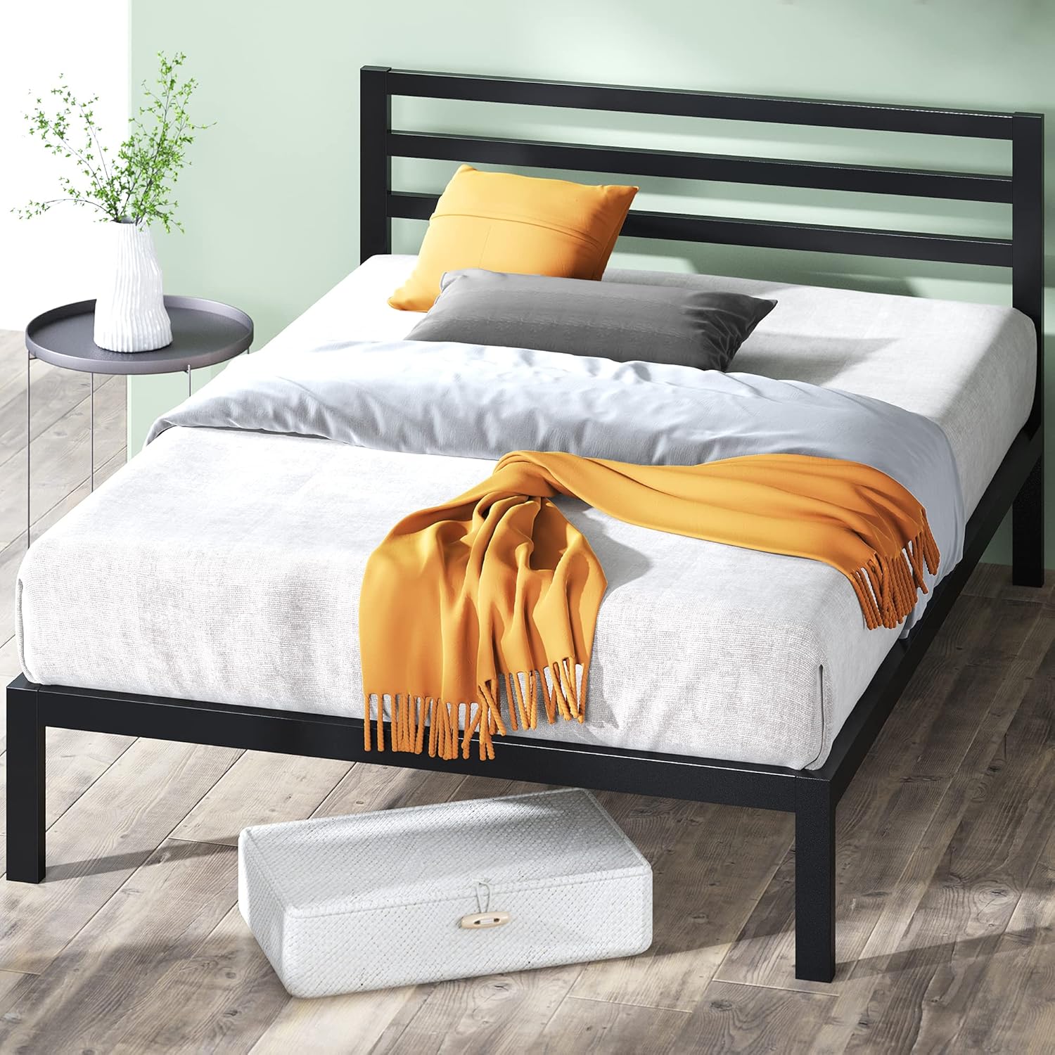 Zinus Platform, Steel, Black, Queen