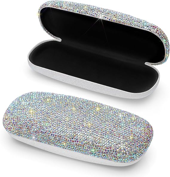 Soleebee Bling Hard Shell Eyeglasses Case, Crystal Protective Glasses Case Fits Most Glasses Portable Travel Sunglasses Case