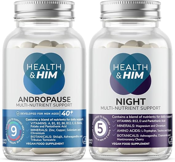 Health & Him Andropause 40& Night Supplement for Men, 30 Day Supply