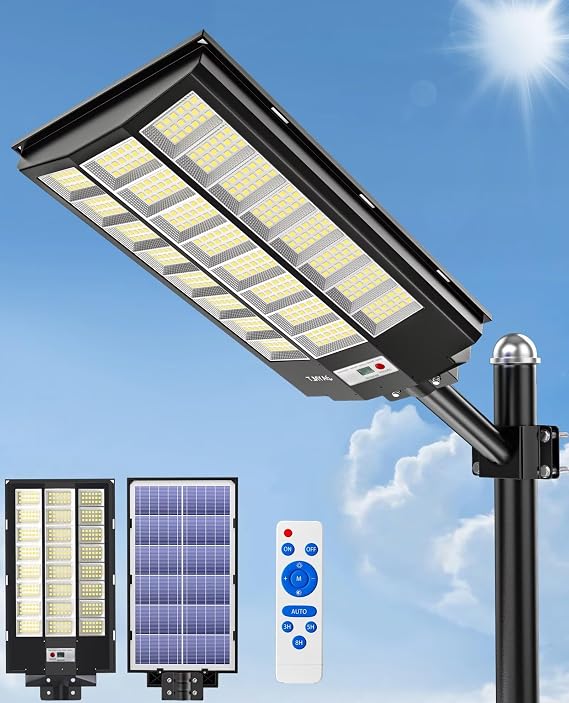 JAYNLT Y-7200W Solar Street Lights Outdoor, Commercial Parking Lot Light with Motion Sensor, 6500K Waterproof Security Flood Lights Dusk to Dawn for Yard, Garden Parking Lot [Energy Class F]