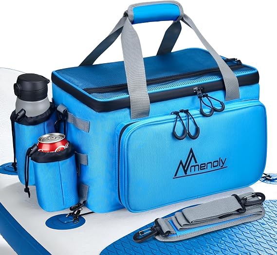 Paddle Board Cooler Bag with Cup Holders, 28L Large Sup Kayak Deck Cooler Bag Fit 36 Cans with Bottle Opener, Adiustable Strap for Beach, Kayaking, Camping