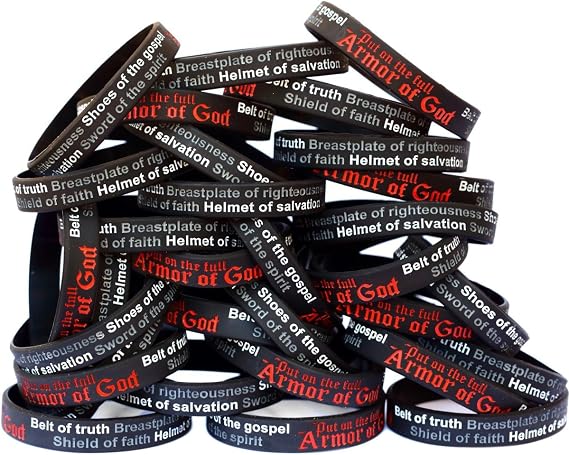 100 Armor of God Silicone Wristband Bracelets Ephesians 6:10-18