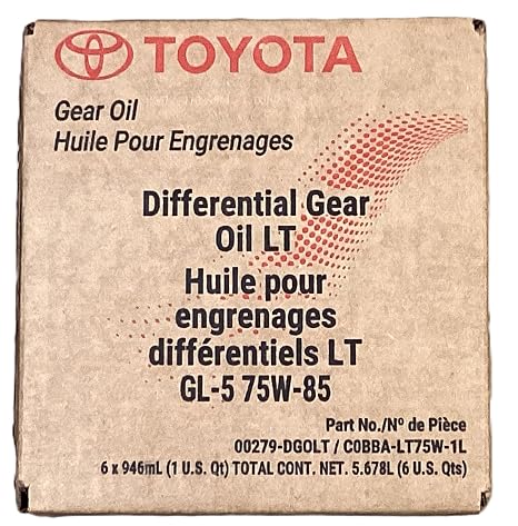 Toyota Differential Gear Oil LT GL-5 75W-85, 6 Quart Case, Part No. 00279-DGOLT