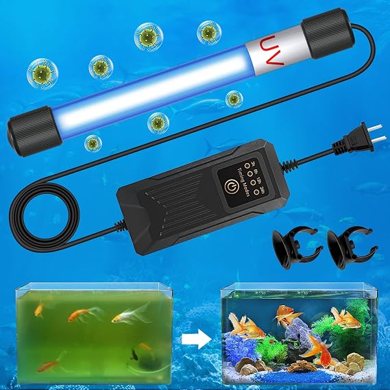 11W Timer UV Aquarium Clean Light Algae Removal Light Fish Tank LED Aquarium Green Clean Waterproof for Pond Tank