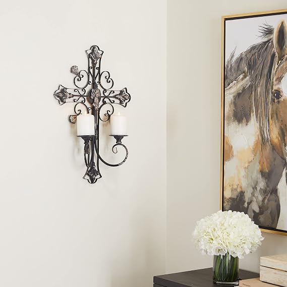 Deco 79 Black Metal French Country Wall Decor, 24" x 16" x 6"