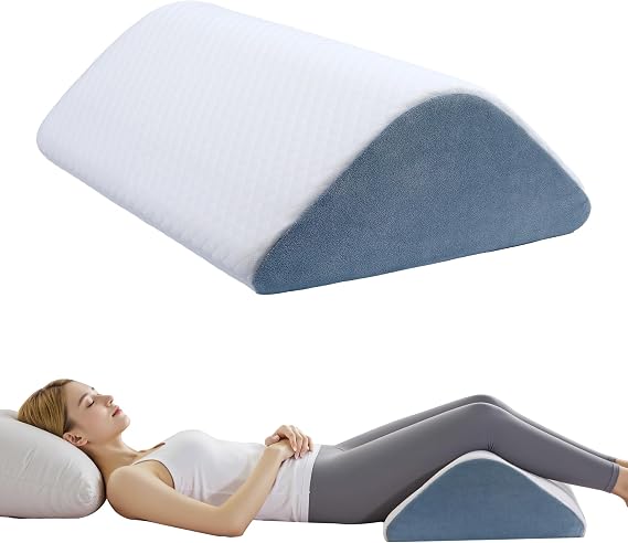 Knee Wedge Pillow, 8" Knee Pillow for Back Sleeping Leg Elevation Leg Pillow, Triangle Pillow for Legs Post Surgery, Knee Support, Hip Back Pain Relief