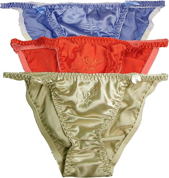 Paradise Silk Women's Silk String Bikini 3 Pairs in One Economic Pack Size Large
