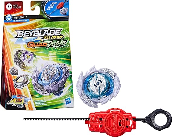 Beyblade Burst QuadDrive Guilty Lúinor L7 Spinning Top Starter Pack - Attack/Defense Type Battling Game with Launcher Toy for Children