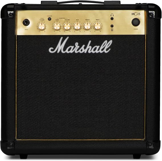 Marshall MG15G Combo Guitar Amplifier - Clean and Gain Channels | 3-Band EQ | 3.5 mm Headphones Out | 15W Output - Black