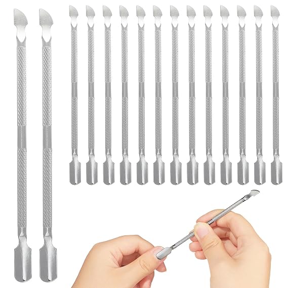 15 Pieces Stainless Steel Cuticle Pusher and Cutter, Double Ended Cuticle Cleaner Remover Metal Manicure Pedicure Nail Tools for Fingernails, Toenails