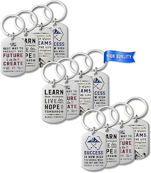 Inkstone Motivational Keychains 12-Pack with Inspirational Quotes - Perfect for Teacher Appreciation, Nurses Week Gifts, and Bulk Keychain Accessories - Dogtag Keychain & Key Chain Design