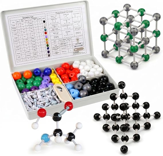 240 PCS Chemistry Molecular Model Kit - Organic & Inorganic Structural Modeling Set for Students & Teachers - 86 Atoms & 153 Bonds with Remover Tool - STEM Science Education Lab Gift