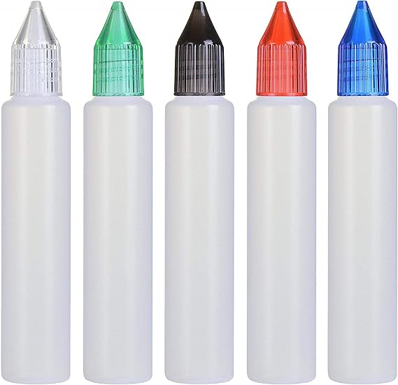 30ml Unicorn Pen-Style Dropper Bottles x 5 (Multi Colour)