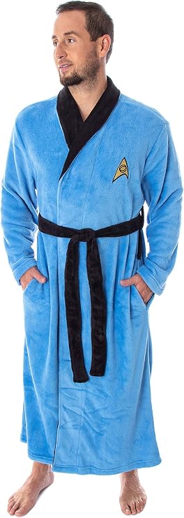 INTIMO Star Trek Adult The Original Series Costume Fleece Plush Robe Bathrobe - Kirk, Spock