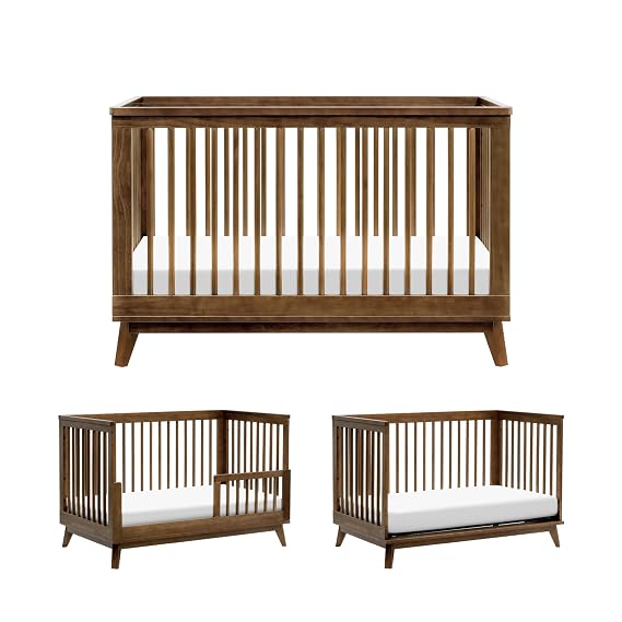 Babyletto Scoot 3-in-1 Convertible Baby Crib, Natural Walnut | GREENGUARD Gold Certified, Converts to Toddler Bed & Daybed - 4 Adjustable Mattress Heights - Conversion Kit Included
