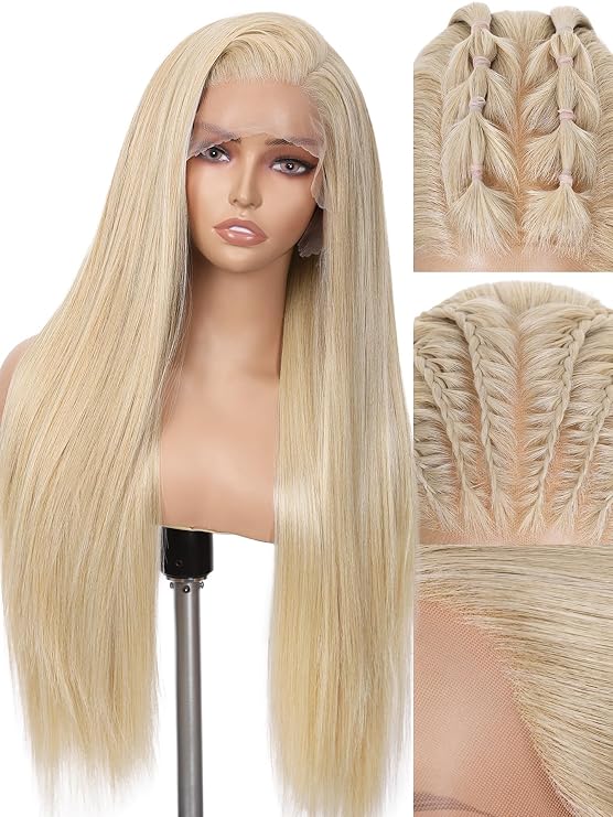 WIGNEE 13x6 Futura Synthetic Lace Front Wig 28 Inch Blone Straight Wig
