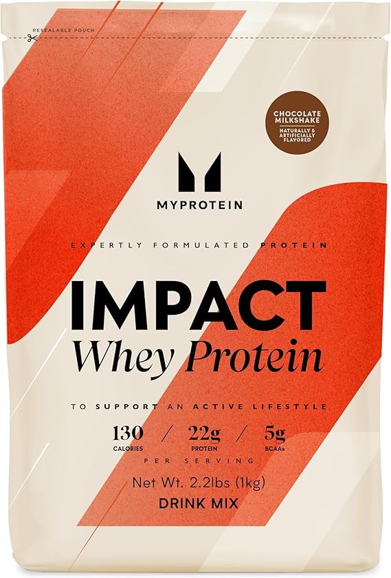Myprotein Impact Whey Protein Powder, 2.2 Lbs (30 Servings) Chocolate Milkshake, 22g Protein & 5g BCAA Per Serving, Protein Shake for Superior Performance, Muscle Strength & Recovery, Gluten Free