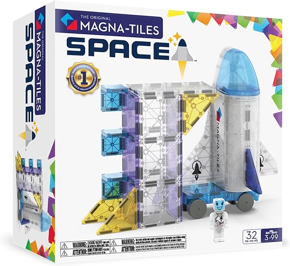 MAGNA-TILES Space 32-Piece Magnetic Construction Set, The Original Magnetic Building Brand