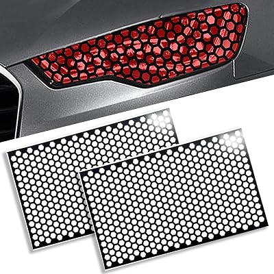 2 PCS Car Cool Shape Taillight Cover Trim, 11.8 x 18.8 Honeycomb Pattern Design DIY Cut Self-Adhesive Color Film, Personalized Decorative Accessories, Suitable for Most Models Black