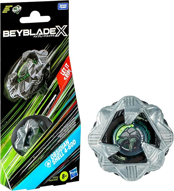 Beyblade X Obsidian Shell 4-60D Booster Pack Set with Defense Type Top; Authentic Takara Tomy Battle Tops Games/Toys for Boys and Girls 8+