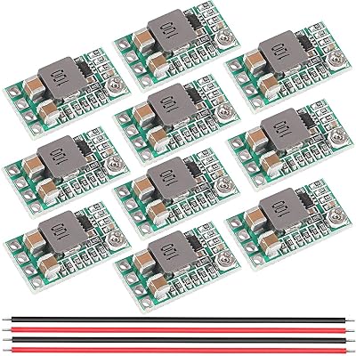 10 pcs 5V Regulator Module Mini Voltage Reducer DC 4.5-24V 12V 24V to 5V 3A Buck Converter Board high Conversion Power Supply Module with 26AWG Red and Black Cable