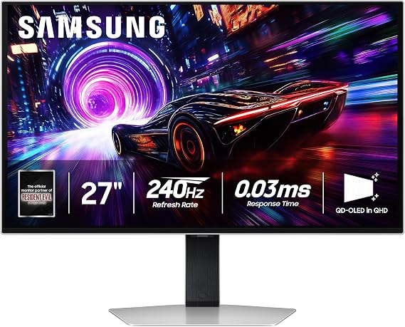 SAMSUNG 27-inch Odyssey QD-OLED G8 (G81SF), 4K, 240Hz, Gaming Monitor, 0.03ms Response Time, DisplayHDR True Black 400, AMD FreeSyncTM Premium Pro, Ergonomic Stand, LS27FG810SNXZA, 2025 | 240Hz, 0.03ms Response Time, DisplayHDR True Black 400, AMD FreeSyncTM Premium Pro, Ergonomic Stand, LS27FG810SNXZA, 2025