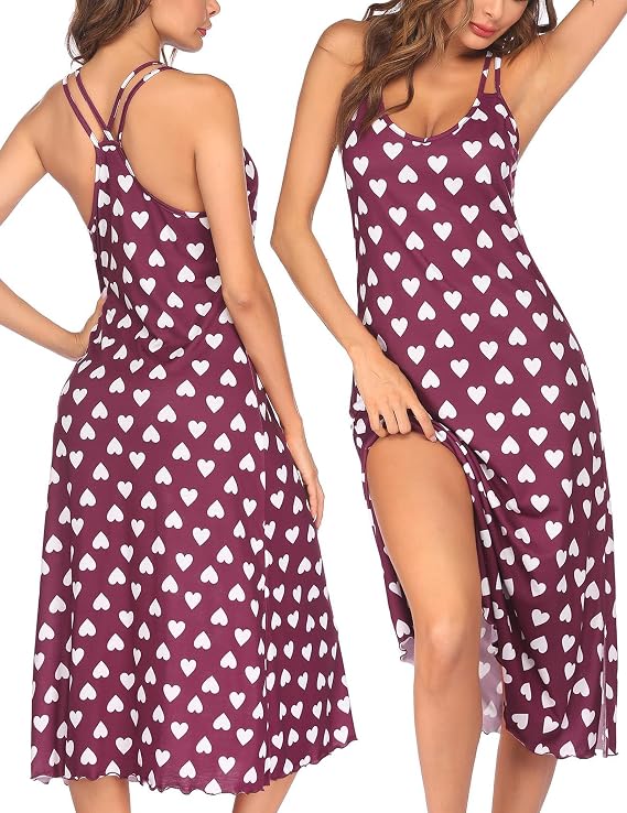 Cloth & Trim Women's Nightgown, Cotton Sleep Shirt V Neck Nightshirts Comfy Casual Sleepwear