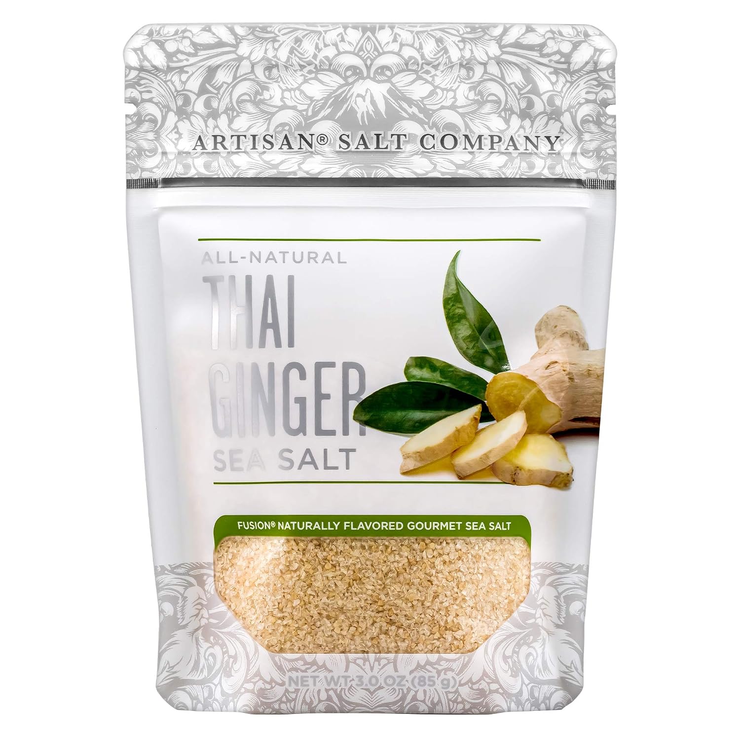 Artisan Salt Company Fusion Naturally Flavored Thai Ginger Sea Salt, Zip-Top Pouch, 3 Ounce