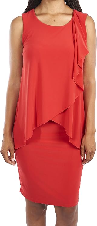 Joseph Ribkoff Sleeveless Cross Over Ruffle Front Dress Style 163011- Size 2