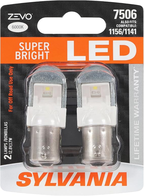SYLVANIA - 7506 ZEVO LED White Bulb - Bright LED Bulb, Ideal for Daytime Running Lights (DRL) and Back-Up/Reverse Lights (Contains 2 Bulbs)