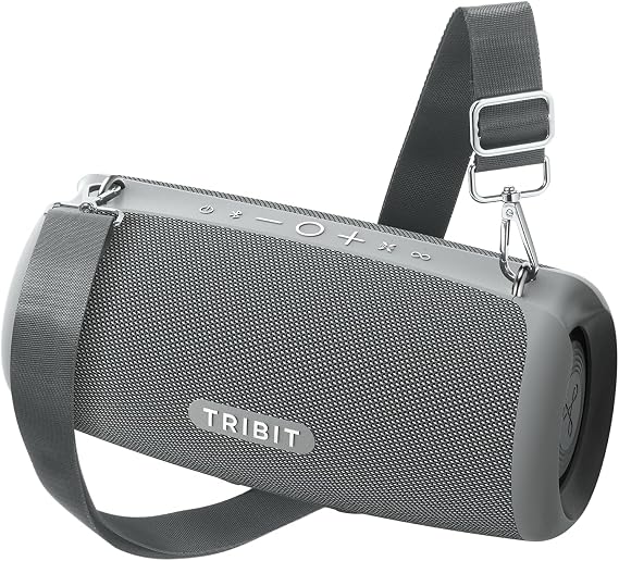Tribit StormBox Lava Bluetooth Speaker, 80W Sound, 24H Playtime, Gray | IP67, Wireless Speaker with Bluetooth 5.4, XBass, Custom EQ, TWS pairing, Built-in Mic for Party, Outdoor, Camping, Beach