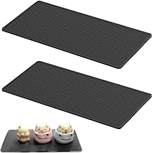 2 Pack Anti Slip Car Dashboard Mat, 18x13cm Diamond Grid PU Material -Multi-Functional Mat for Phones, Sunglasses, Keys