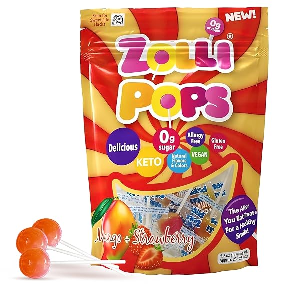 Zollipops Clean Teeth Pops, Sugar-Free, Mango + Strawberry, 5.2 oz