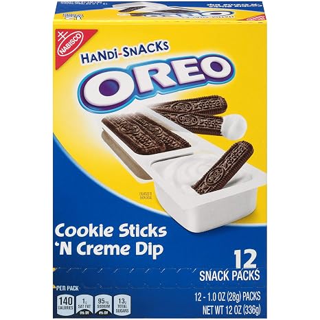 Handi-Snacks OREO Cookie Sticks 'N Creme Dip Snack Packs, 1 Box of 12 Snack Packs