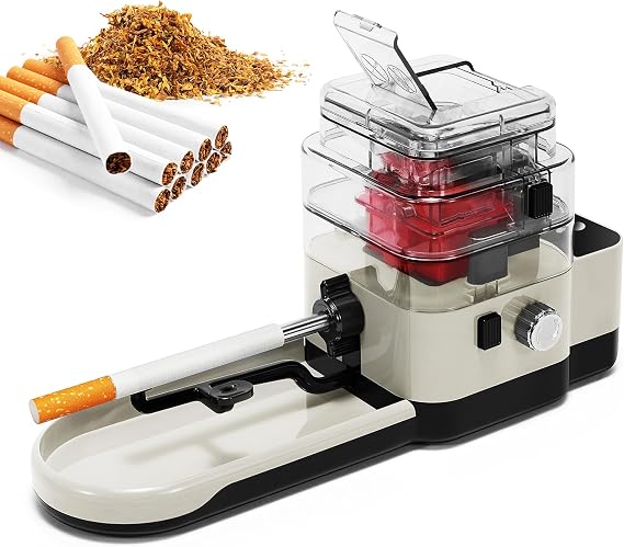 Electric Cigarette Rolling Machine, Tobacco Grinder, Automatic Cigarette Roller Machine for 8mm, 6.5mm & 5.5mm Tubes, Portable Plug-in & Battery Use